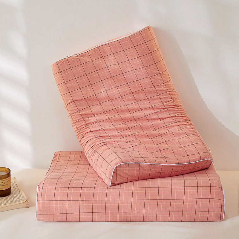 Mengxuan Cotton Pillowcase 4060 Small grid - new green Latex cotton pillowcase view 2