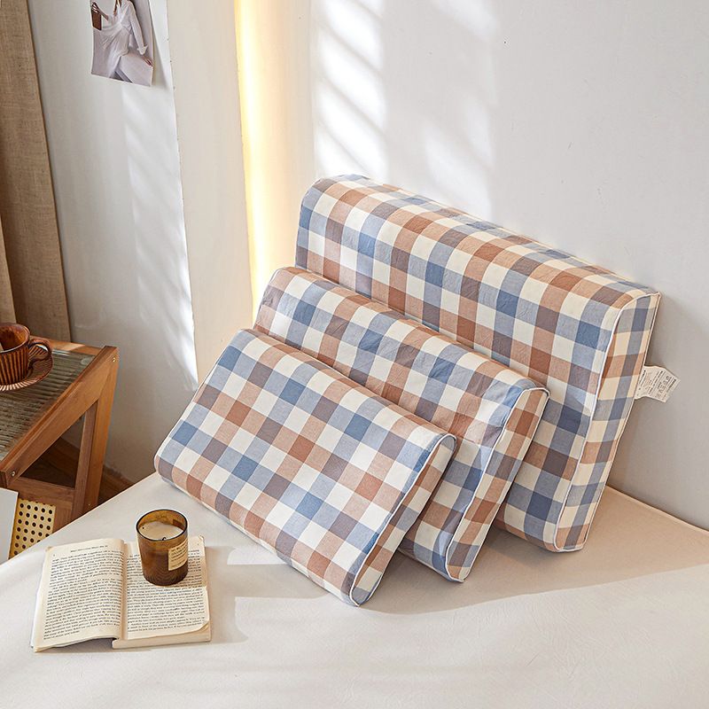 Mengxuan Cotton Pillowcase 4060 Camouflage medium grid Latex cotton pillowcase