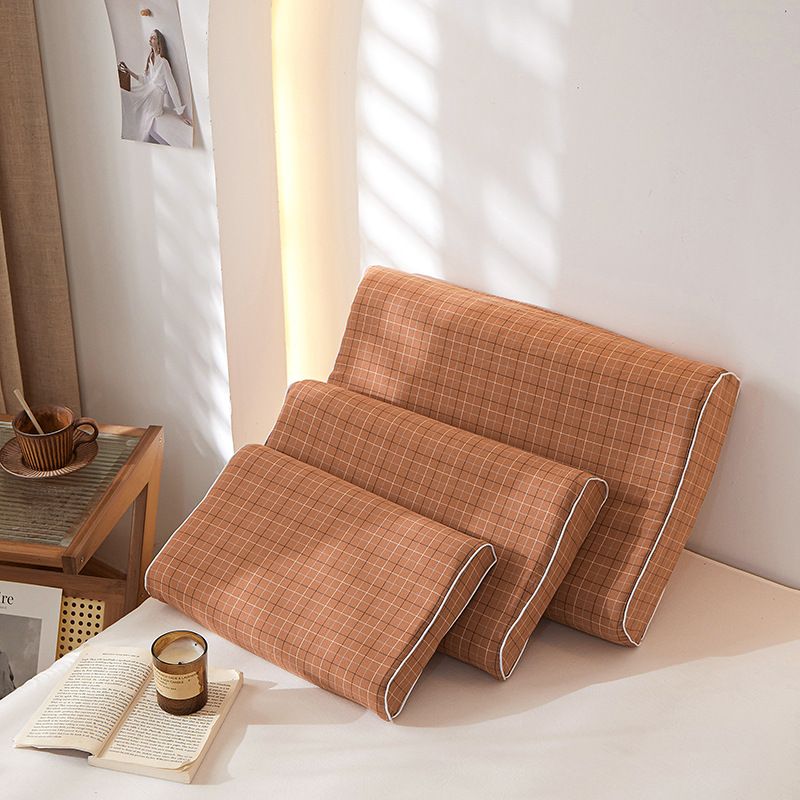 Mengxuan Cotton Pillowcase 4060 Gree coffee Latex cotton pillowcase 44*27 (one