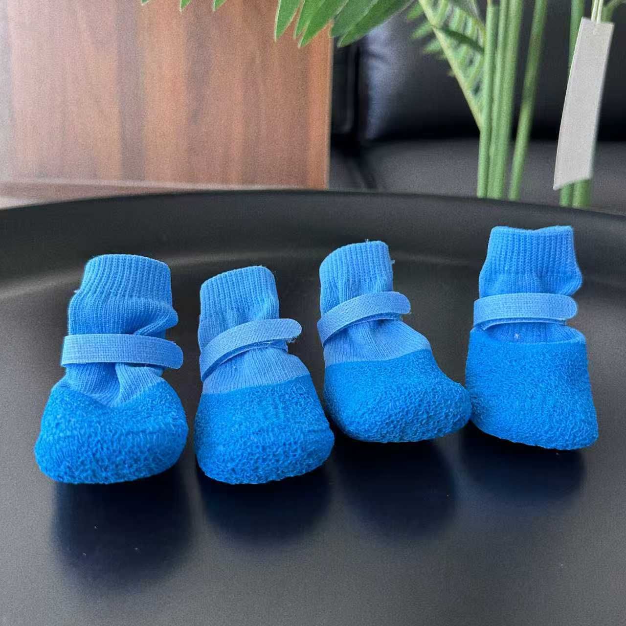 Dog Shoes Waterproof Non Slip PVC Breathable Red wrinkled shoes S small size view 3