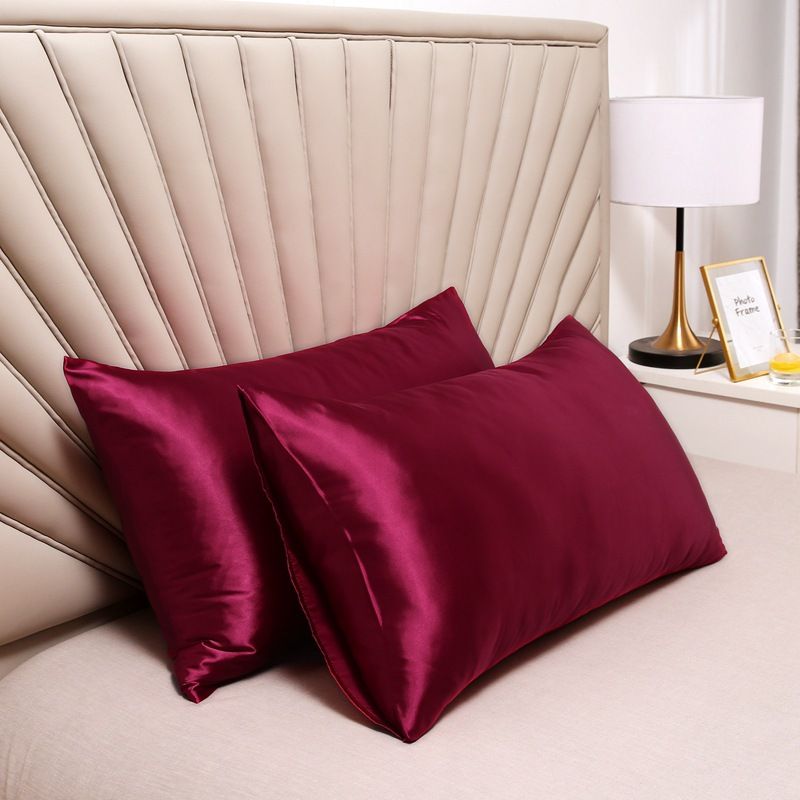 Pillowcase Polyester 60 Thread Count Solid Color Wine red 40*60cm【1 pack】