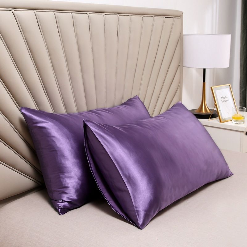 Pillowcase Polyester 60 Thread Count Solid Color Elegant purple 48*74cm【pack of 2】