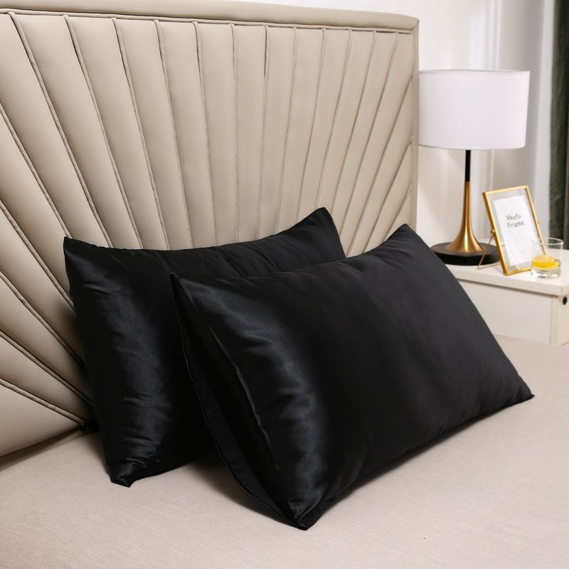 Pillowcase Polyester 60 Thread Count Solid Color black 51*91cm【pack of 2】