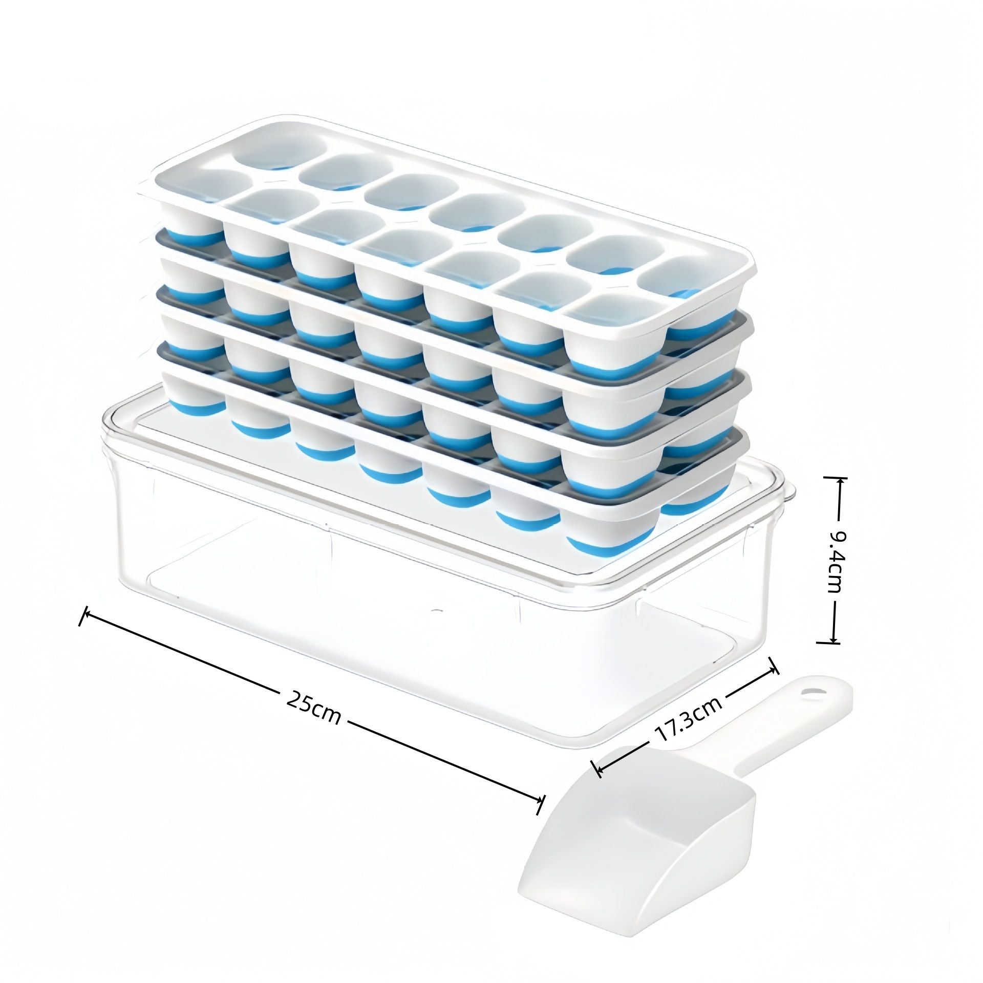 14 Cube Silicone Ice Tray with Lid Blue Set — image 1