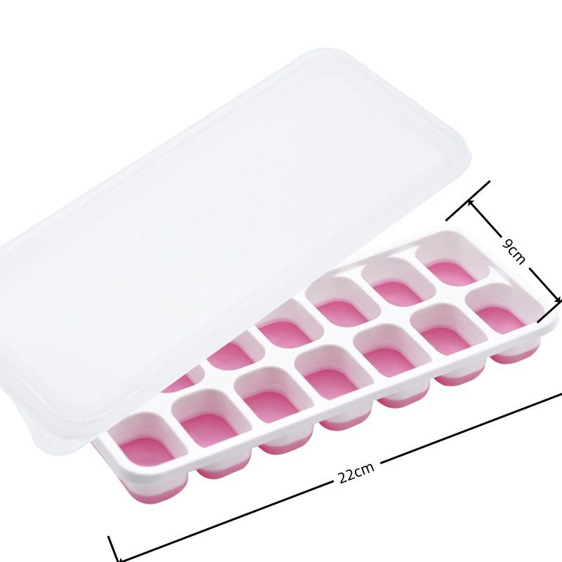 14 Cube Silicone Ice Tray with Lid Pink Set — image 1