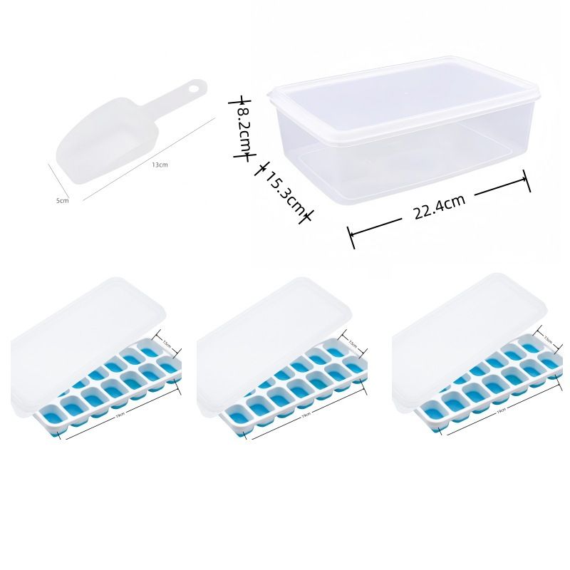 14 Cube Silicone Ice Tray with Lid Blue Set — image 1