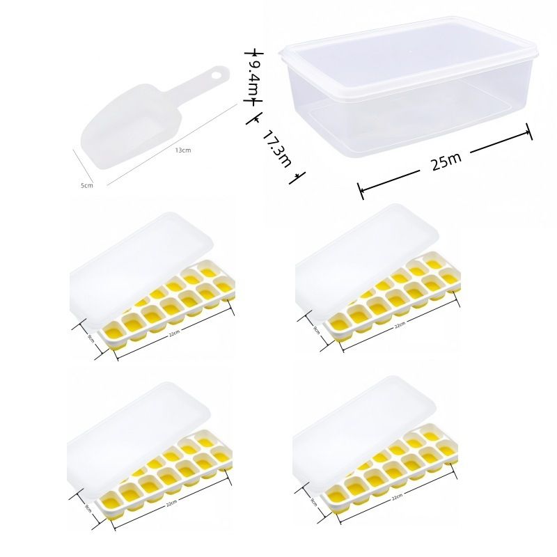 14 Cube Silicone Ice Tray with Lid Yellow Set — image 1