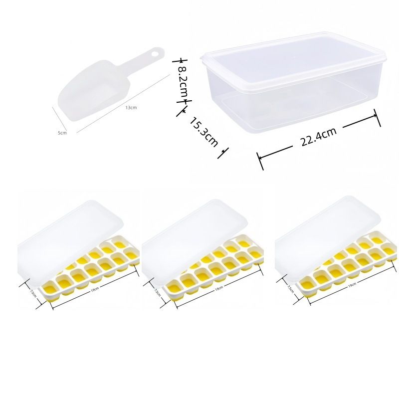 14 Cube Silicone Ice Tray with Lid Yellow Set — image 1