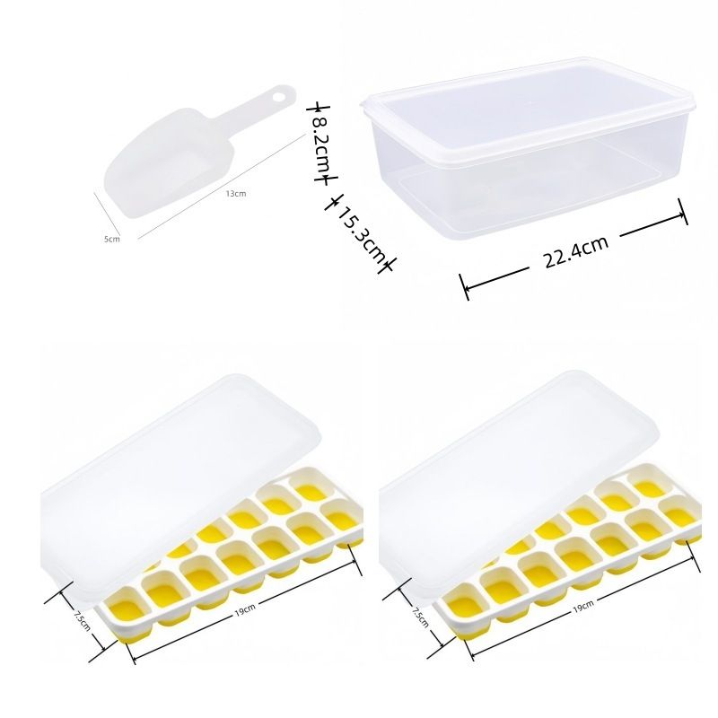14 Cube Silicone Ice Tray with Lid Yellow Set — image 1