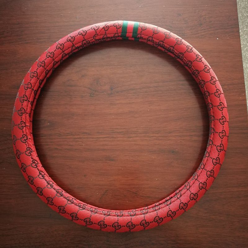 Steering Wheel Cover Linen 38cm All Season Red linen cool straight steering — image 1