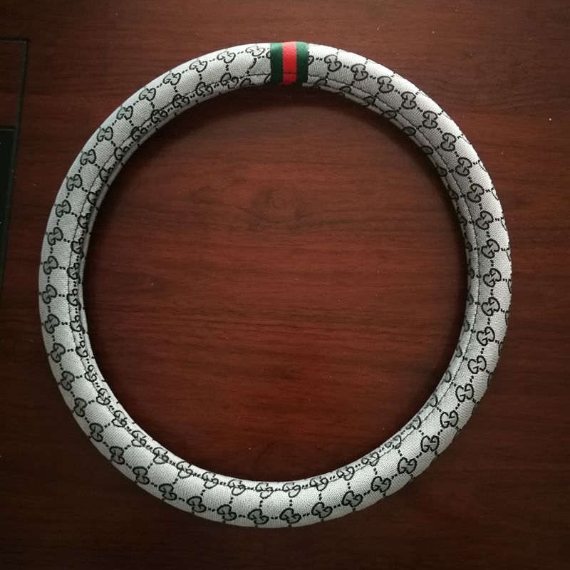 Steering Wheel Cover Linen 38cm All Season Gray linen cool straight steering — image 1
