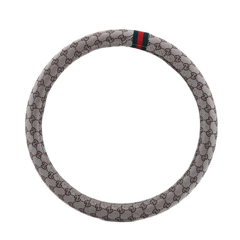 Steering Wheel Cover Linen 38cm All Season Coffee brown linen cool straight view 4
