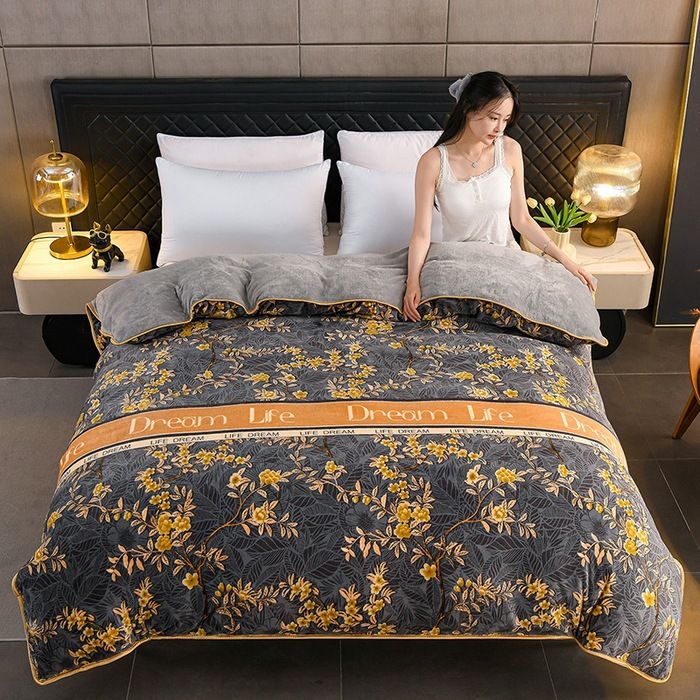 Milk Velvet Quilt Cover Double Sided Fleece Branch man 180x220cm — image 1