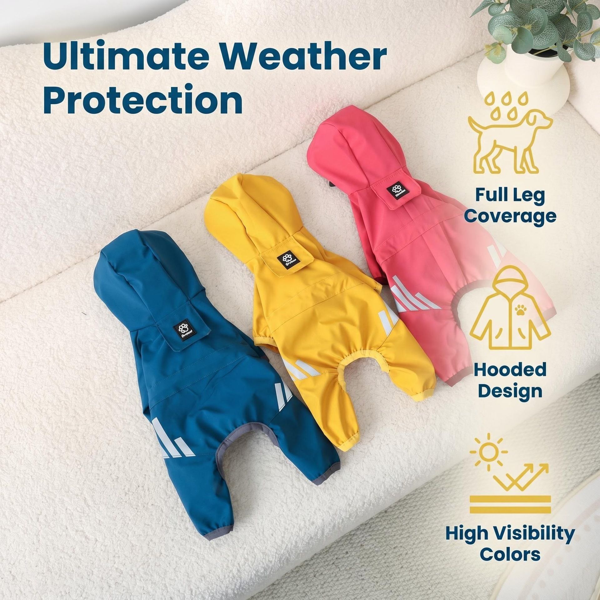 Lelemiao Dog Raincoat Waterproof Four Legs XXL view 3