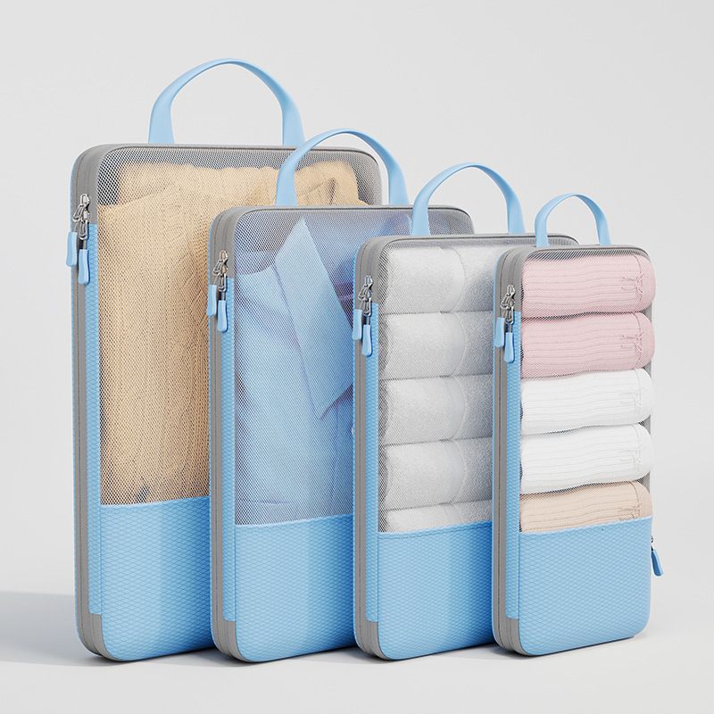 Travel Storage Bag Mu Family Expandable Compression Sky blue Four-piece set