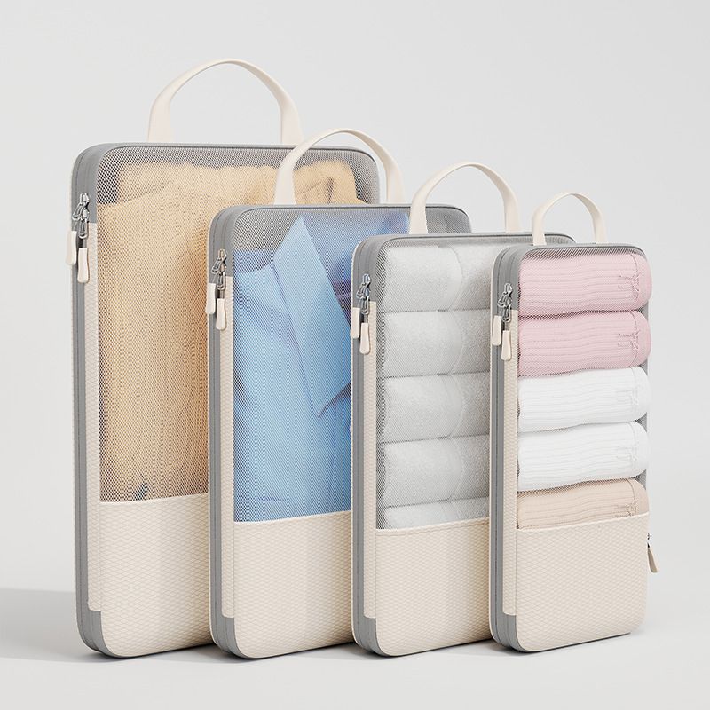 Travel Storage Bag Mu Family Expandable Compression Khaki Medium size【23*12*34】
