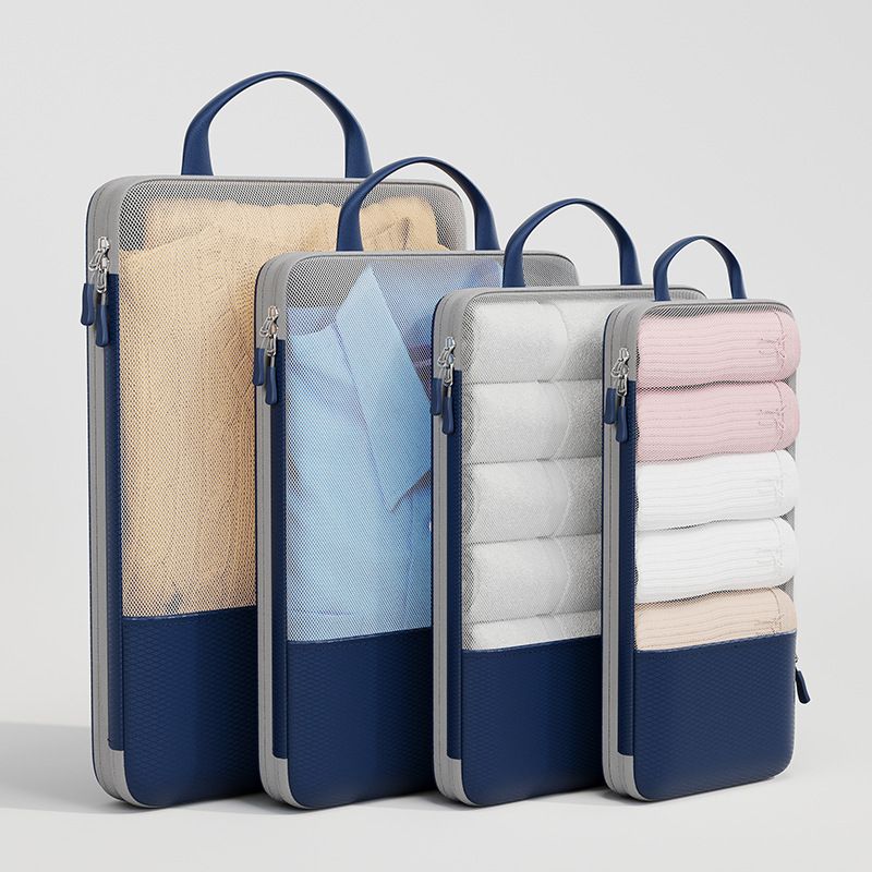Travel Storage Bag Mu Family Expandable Compression Navy blue Large size