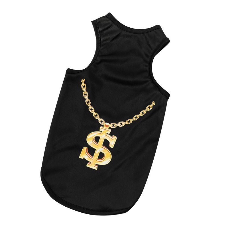 Pet Vest Harry Kennel Polyester Breathable Flat cloth vest-big gold chain S view 6