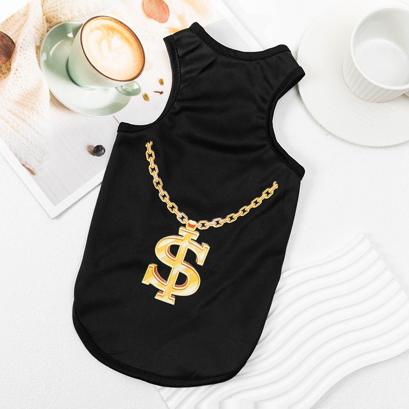 Pet Vest Harry Kennel Polyester Breathable Flat cloth vest-big gold chain XXL — image 1