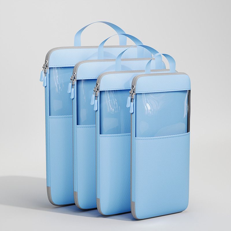 Mu Family Travel Storage Bag Portable Compressible Cube Sky blue Three-piece