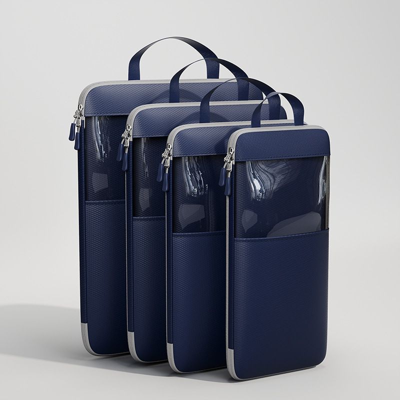 Mu Family Travel Storage Bag Portable Compressible Cube Navy blue Medium
