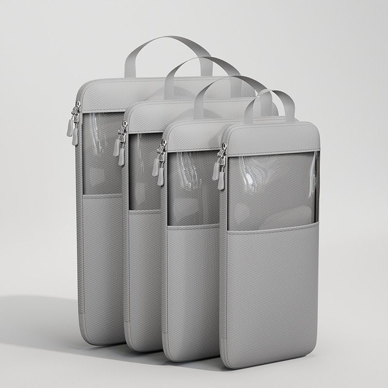 Mu Family Travel Storage Bag Portable Compressible Cube Grey Medium size【23*12*34】