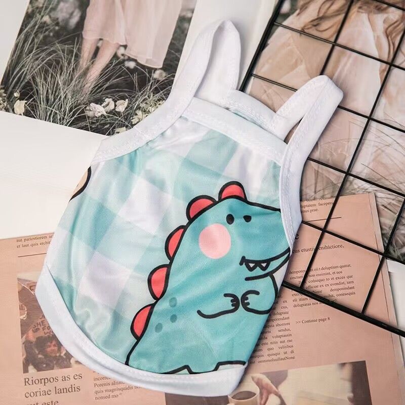 Lele Meow Pet Vest Summer Polyester Camisole-green dinosaur XL — image 1