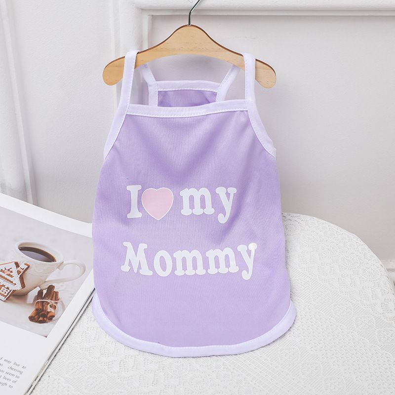 Lele Meow Pet Vest Summer Polyester Camisole-i love mom — image 1