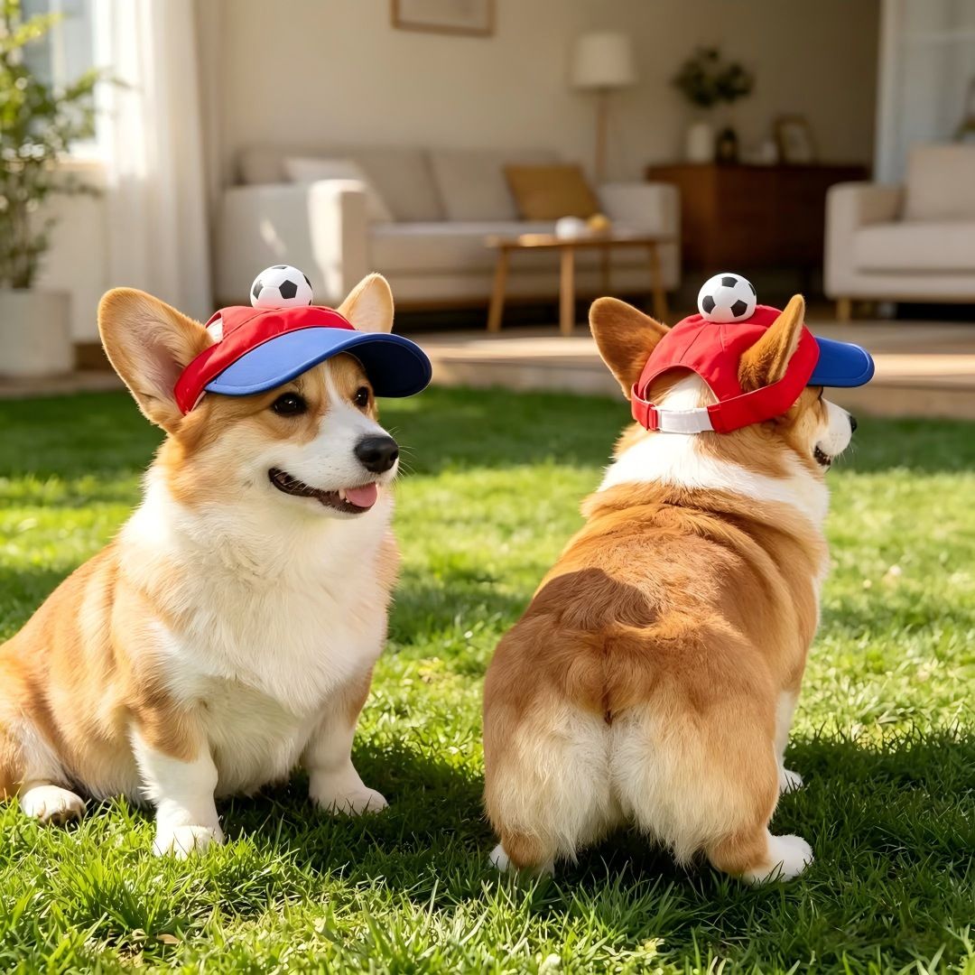 AMOOR Pet Soccer Hat Summer Dog Cap Baseball Cap [Blue] L view 5