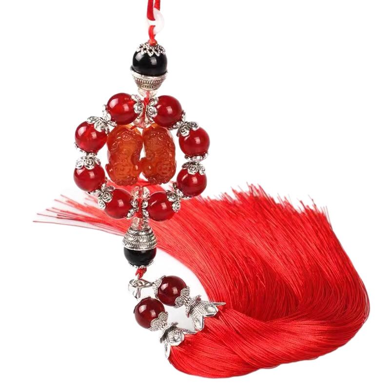 Car Pendant Qilin Red Agate Style view 4