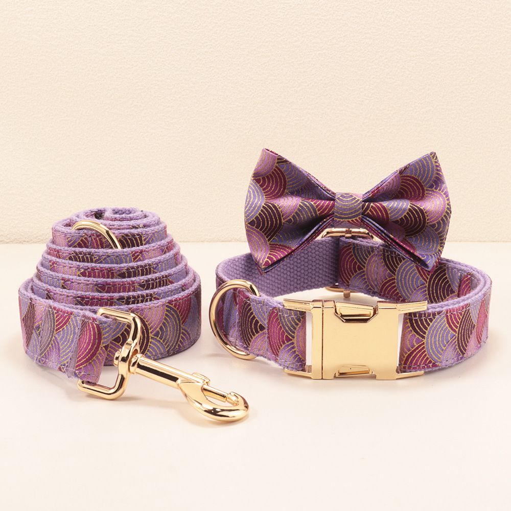 MEO GATTINO Japanese Style Purple Cloud Dog Collar Collar bows and leash XL — image 1