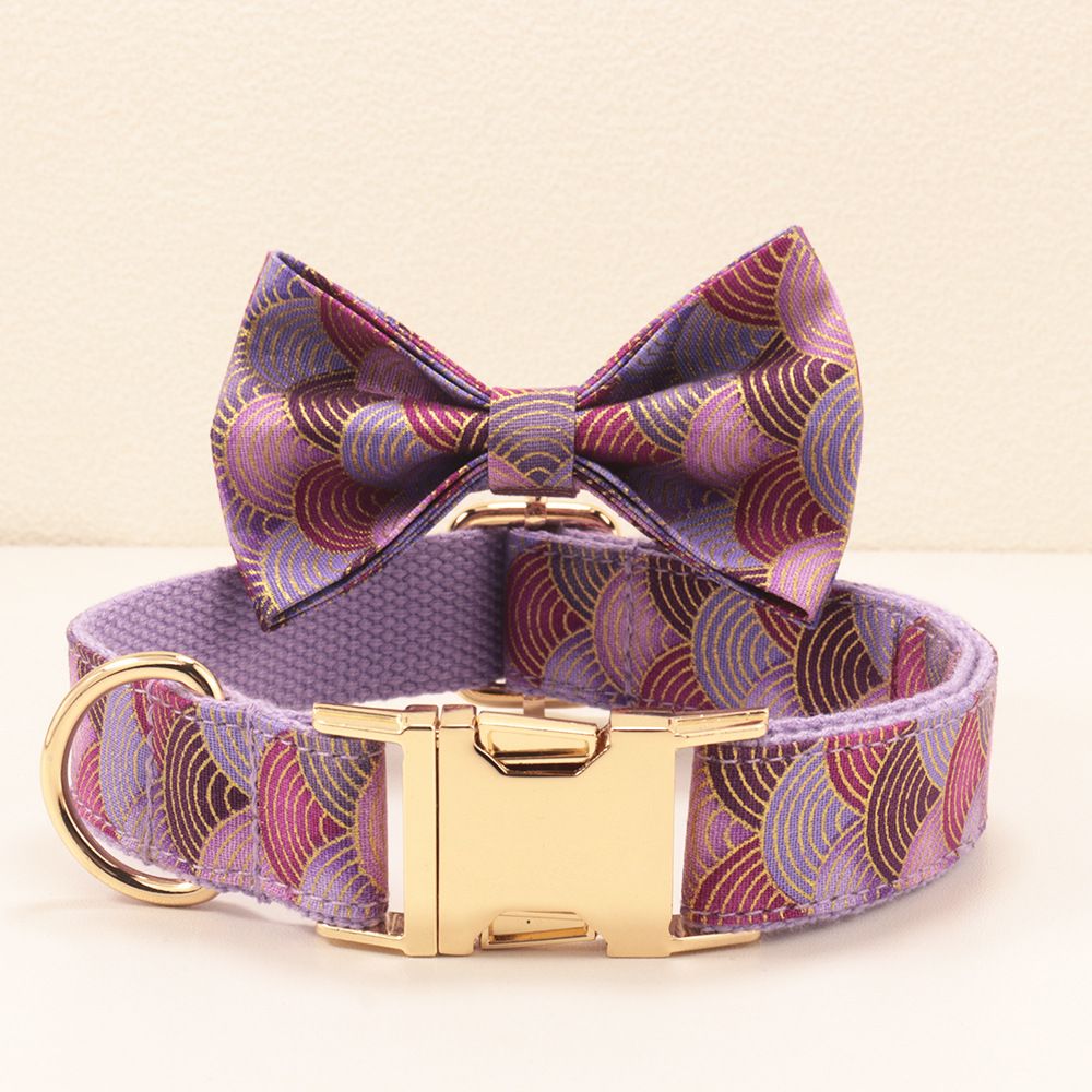 MEO GATTINO Japanese Style Purple Cloud Dog Collar Collar bows and leash XL view 2