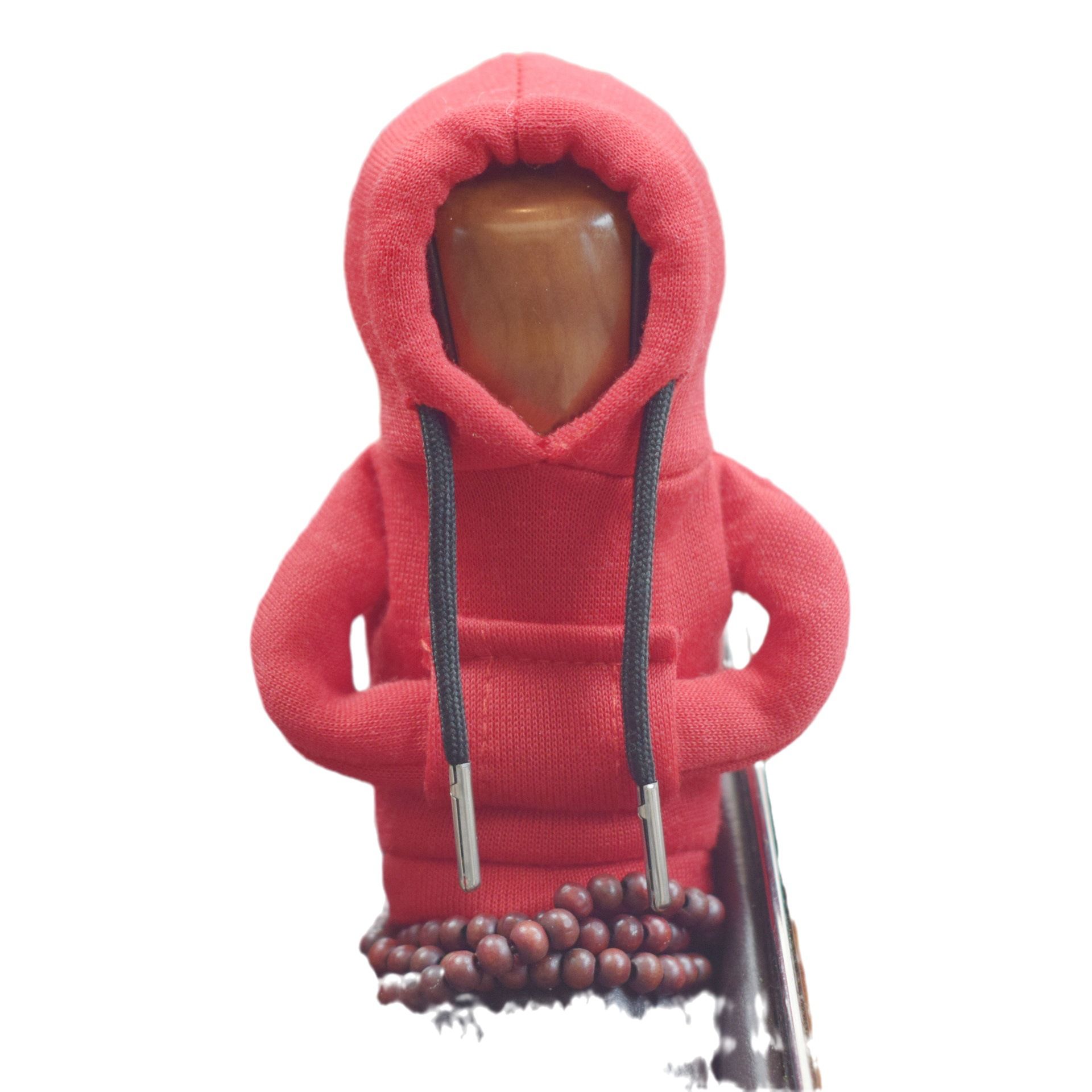 Jicheng Car Gear Shift Lever Cover Fabric Red fur ball view 6
