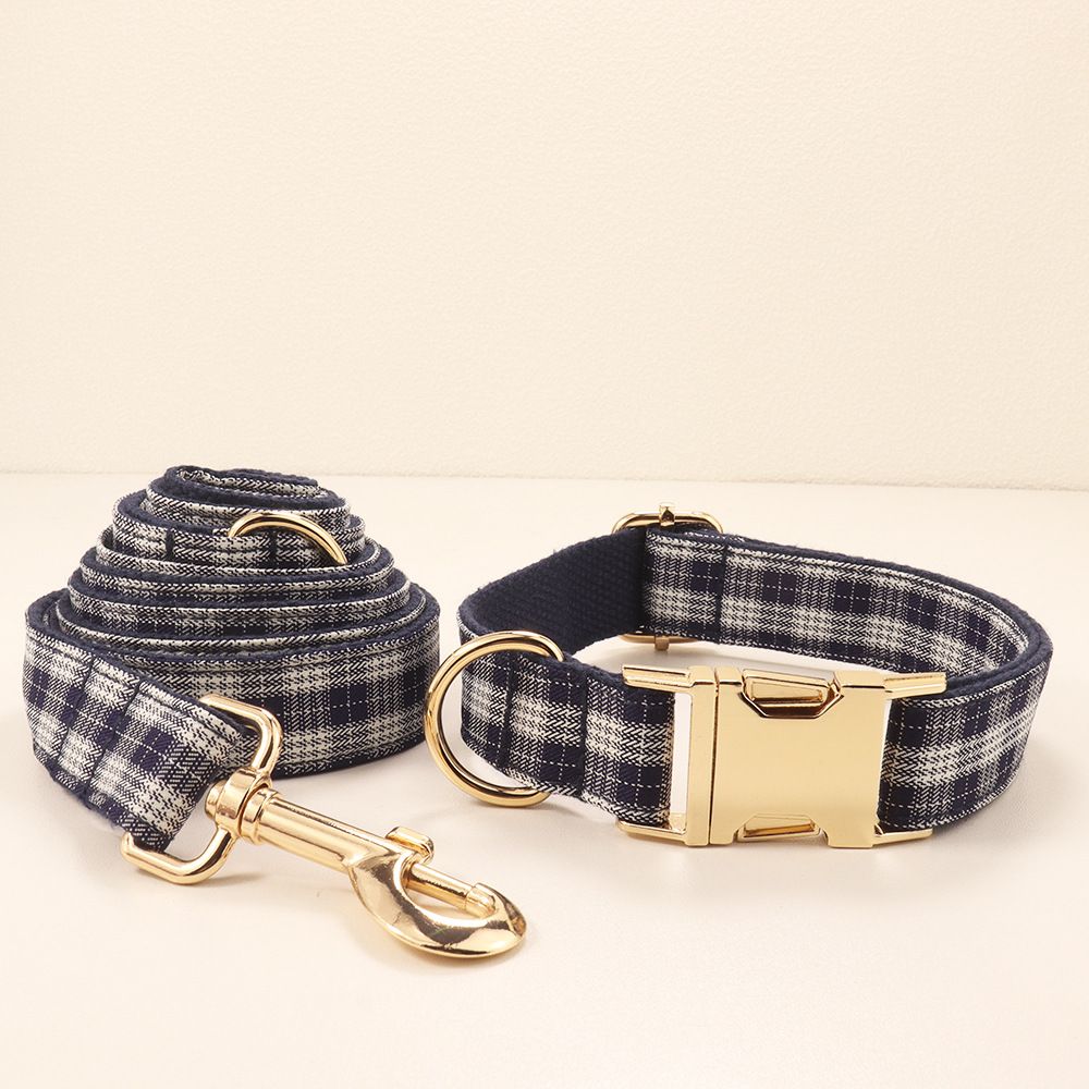 MEO GATTINO Polyester Dog Harness Adjustable Khaki Plaid Collar and rope L — image 1