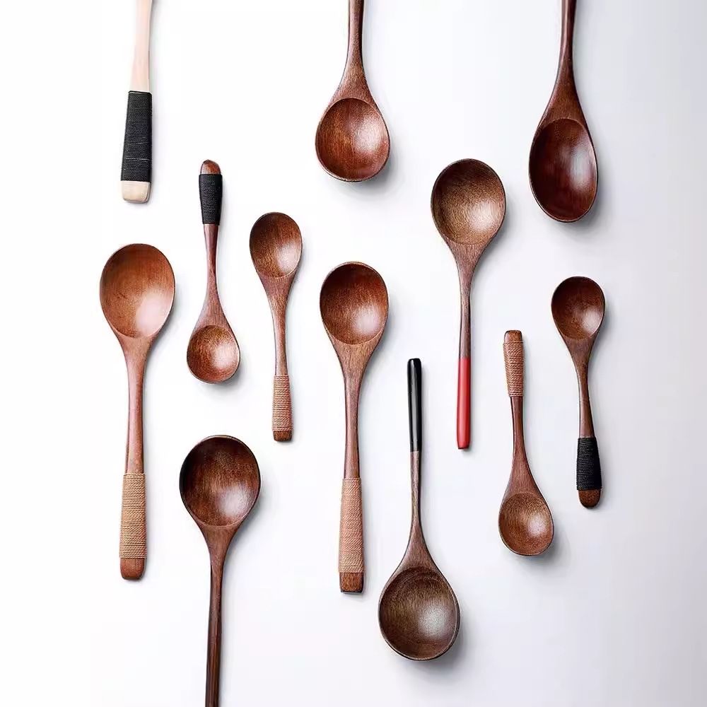 Wooden Spoon Create Credit Long Handle [solid wood] medium pointed spoon view 4