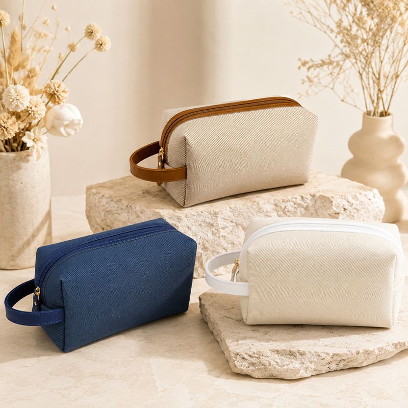 Portable Travel Toiletry Organizer Bag ODM PU Yellow brown Twill pu portable view 2