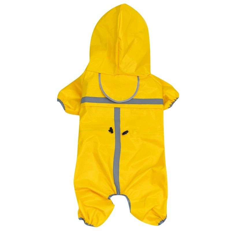 Cute Paw Prints Pet Raincoat Waterproof Taslan. Red hooded raincoat L view 2