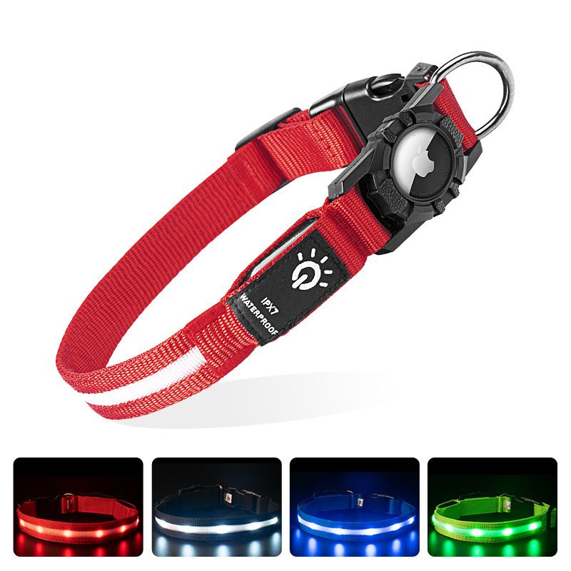 Saint Ye LED Waterproof Dog Collar Airtag Nylon Blue light bead model view 2
