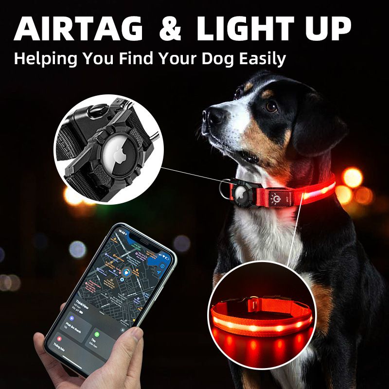 Saint Ye LED Waterproof Dog Collar Airtag Nylon White light lamp bead model view 3