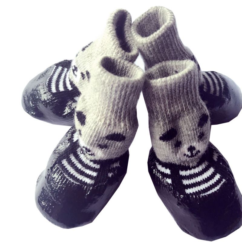 Rubber Dog Shoes Waterproof Anti Slip Black bear shoes Medium size m comes