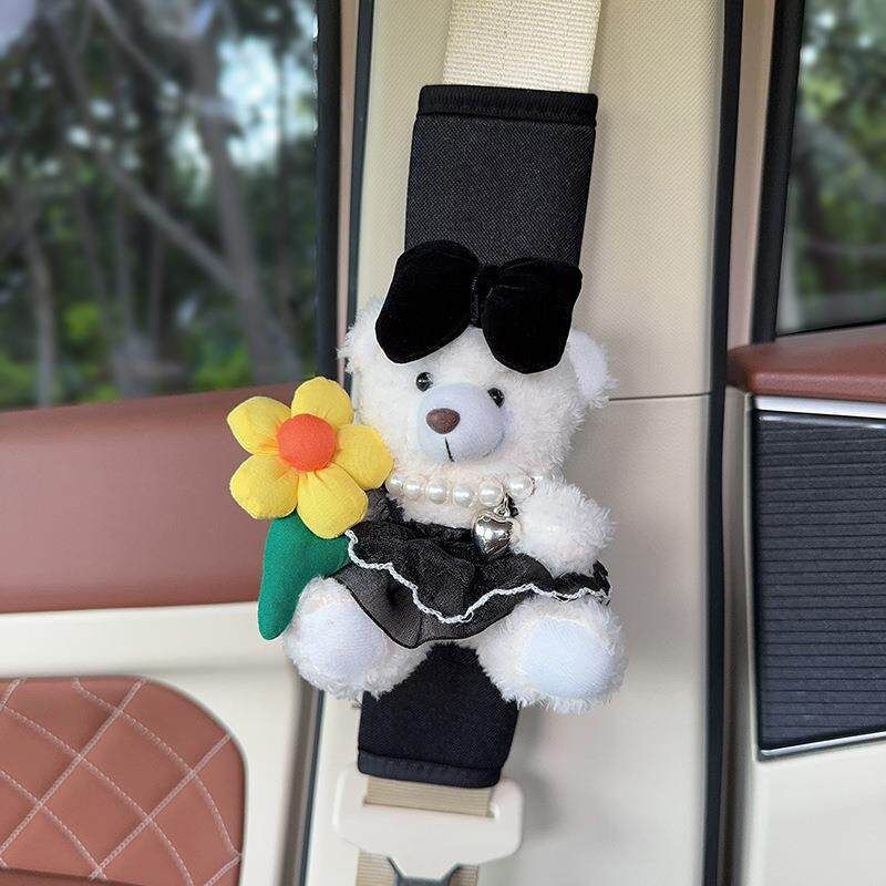 Plush Shoulder Pad Safety Belt Protector Xueyi White bear (sunflower black — image 1