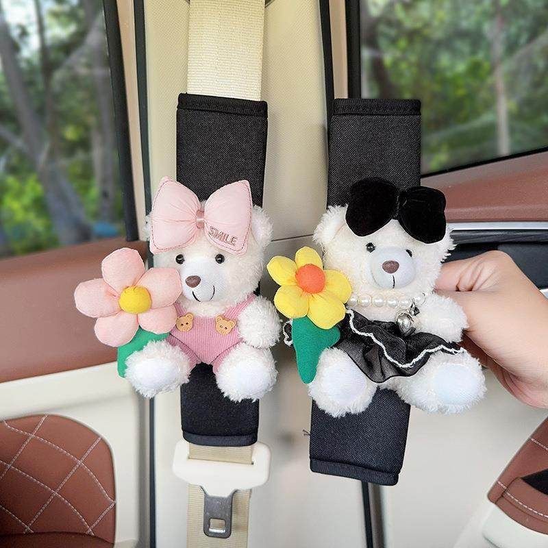 Plush Shoulder Pad Safety Belt Protector Xueyi White bear (black sweater) + view 4