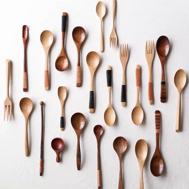 Wooden Spoon Create Credit Long Handle [hemu] small fish spoon 16*4.1 cm view 2