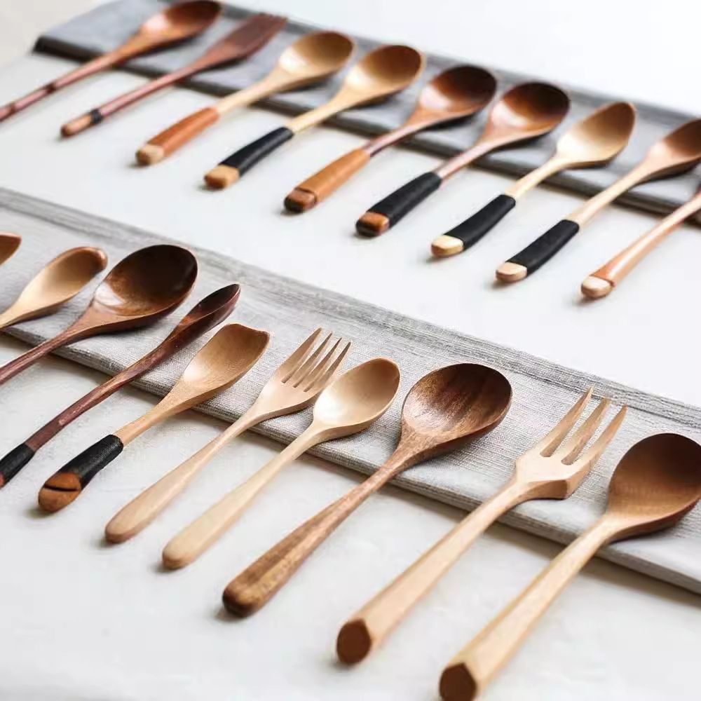 Wooden Spoon Create Credit Long Handle [hemu] small fish spoon 16*4.1 cm view 5