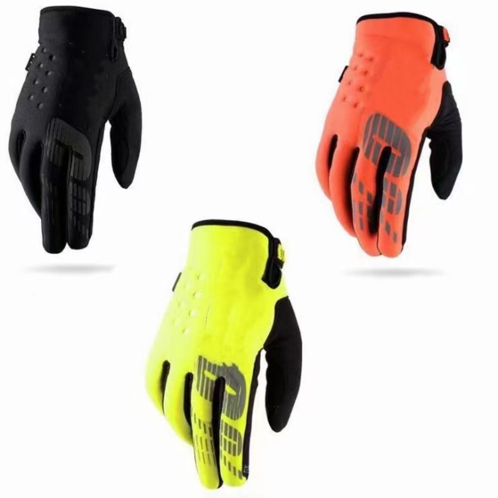 LOHAS FOX Winter Fleece Cycling Gloves Nylon Long Finger Bright yellow view 2