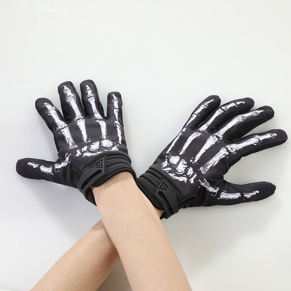 LOHAS FOX Skeleton Rose Motorcycle Gloves White skeleton view 4