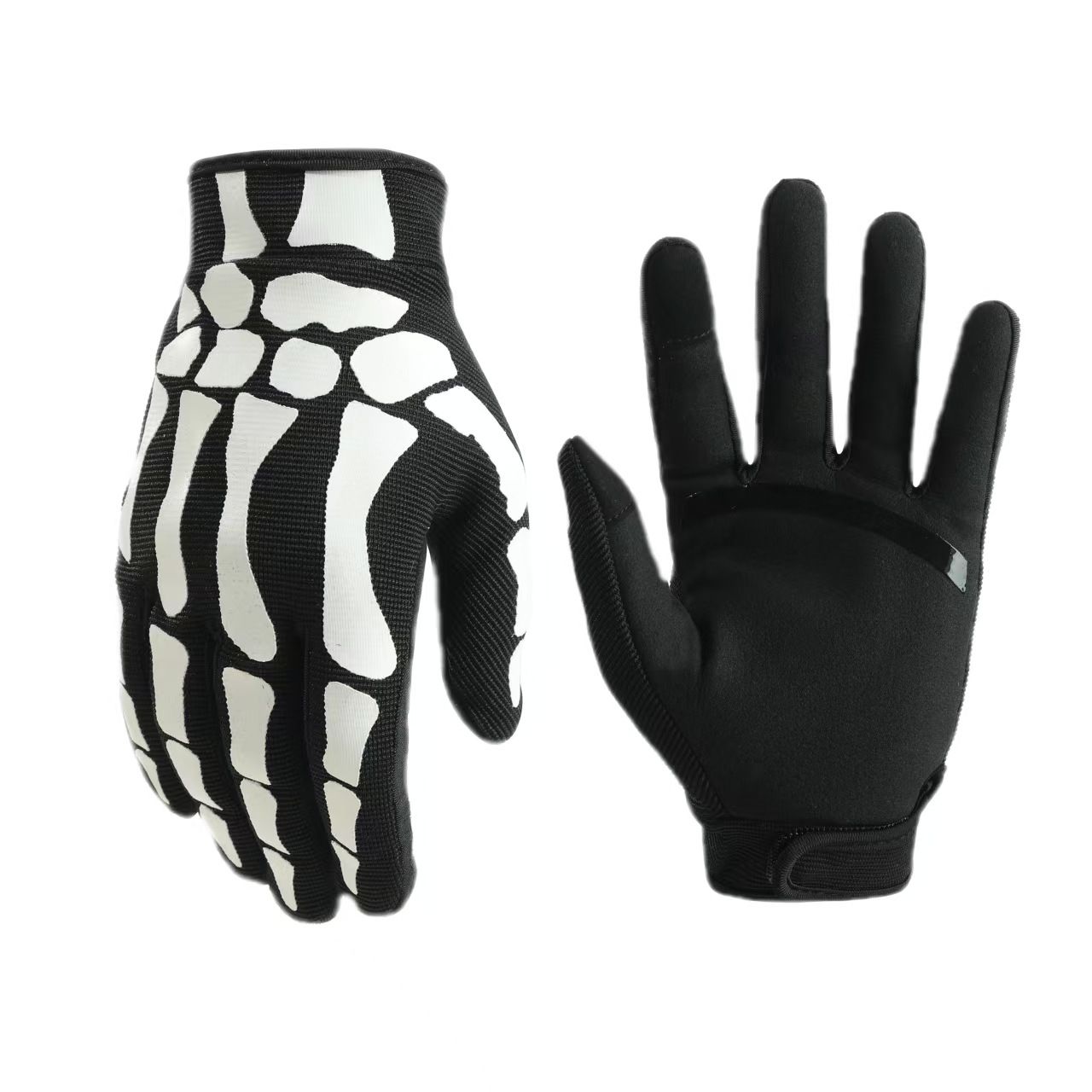 LOHAS FOX Skeleton Rose Motorcycle Gloves Black