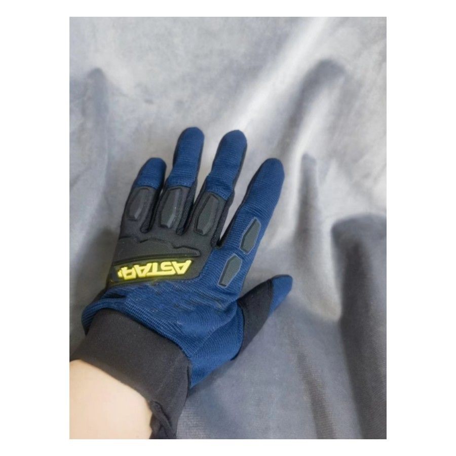 Lohas Fox Bicycle Gloves Nylon Long Finger Adark blue yellow logo
