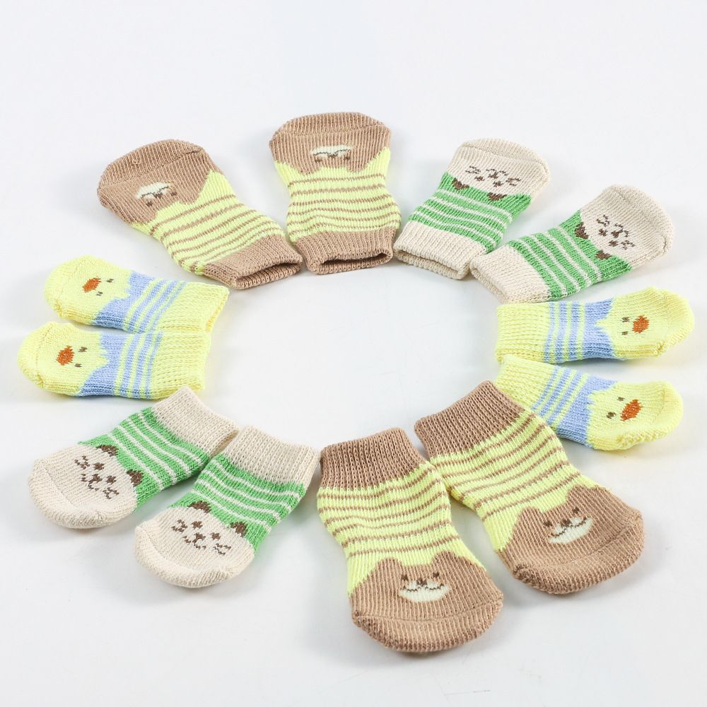 Pet Dog Socks Cartoon Pattern Non Slip 4 Pack Aqua green ripple [4 pack] M view 2