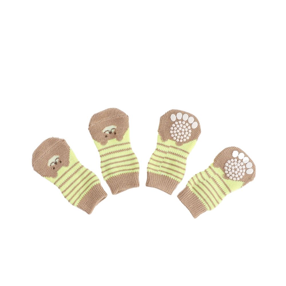 Pet Dog Socks Cartoon Pattern Non Slip 4 Pack Red snow cute socks [4 pack] L view 4